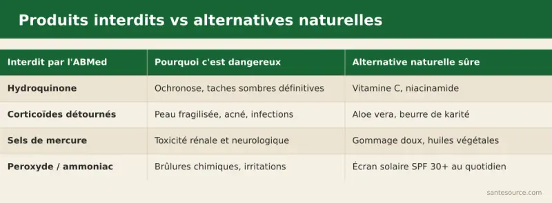Carte comparative des cosmétiques interdits par l'ABMed face aux alternatives naturelles sûres