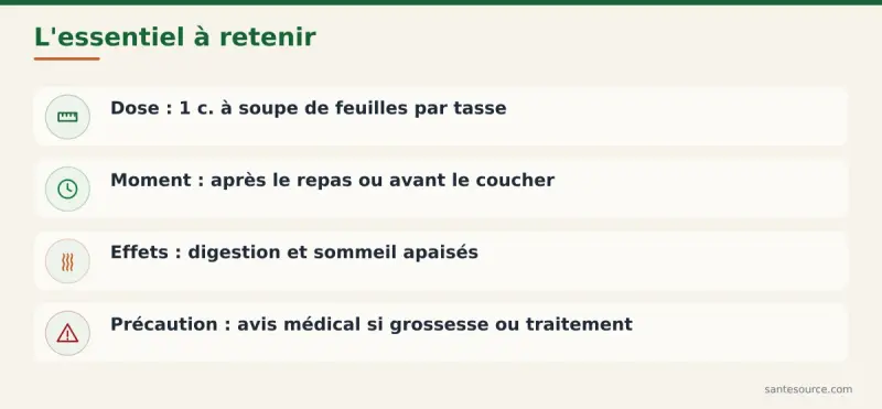 Récapitulatif : dose, moment, effets et précautions de la verveine louiza