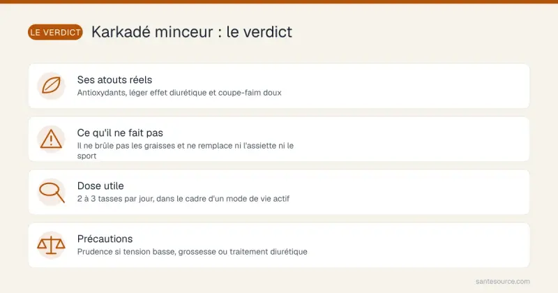 Récapitulatif de ce que le karkadé fait et ne fait pas pour la minceur