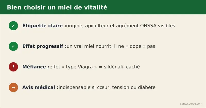 Récapitulatif des règles de sécurité pour choisir un miel de vitalité au Maroc