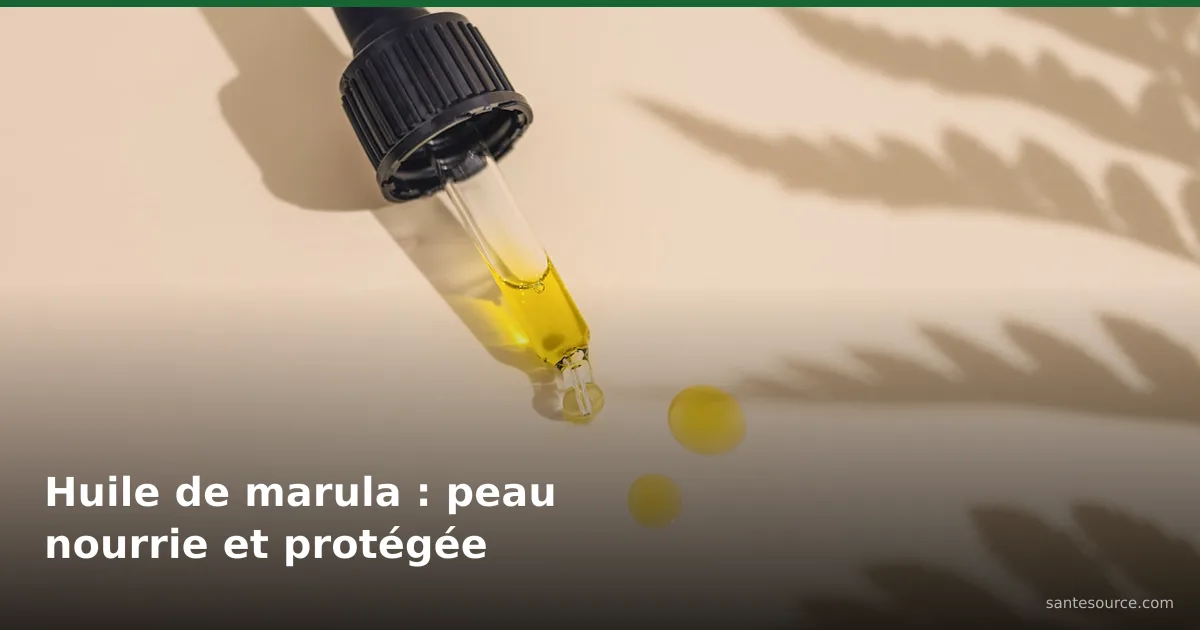Pipette d'huile de marula dorée et ombres de feuillage, soin naturel anti-âge pour la peau