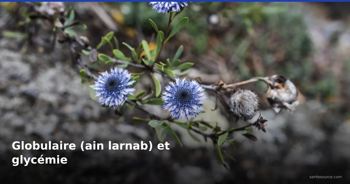 Fleurs bleues de globulaire (ain larnab) en garrigue, plante traditionnelle marocaine étudiée pour la glycémie