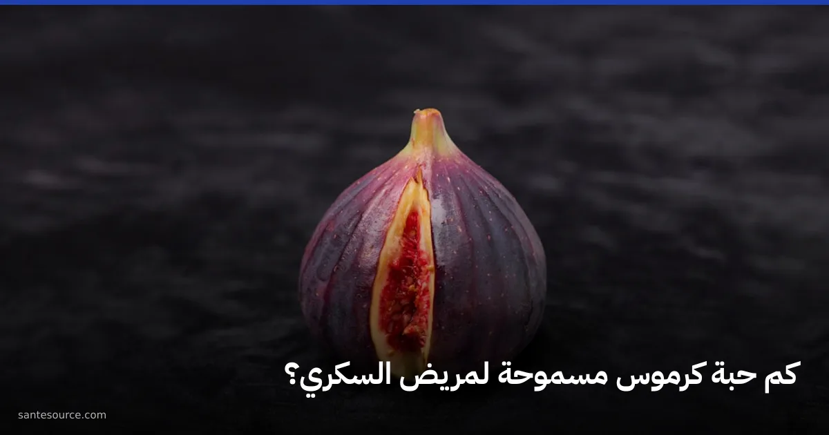 حبة كرموس طازجة مشقوقة على سطح داكن، لتوضيح الحصة المسموحة من التين لمريض السكري