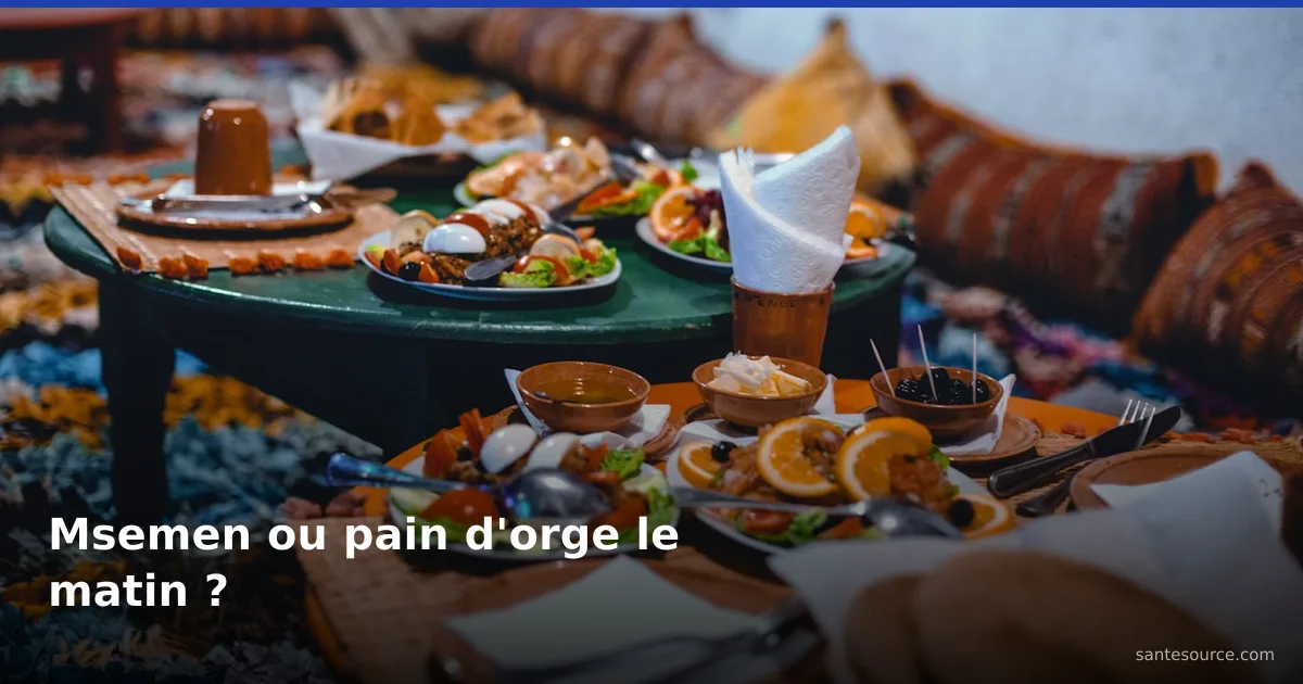Table de petit-déjeuner marocain avec pains, olives et oranges, base d'un plateau du matin adapté au diabète