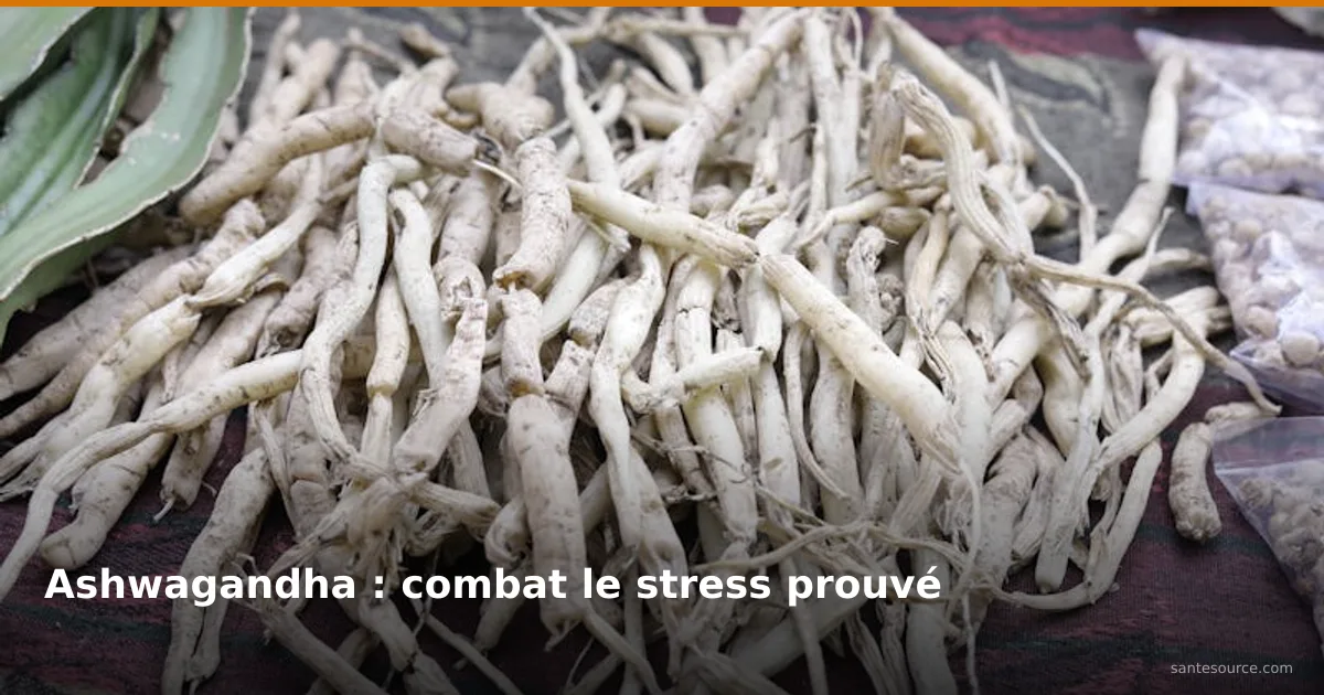 Racines séchées d'ashwagandha au marché, adaptogène naturel pour réduire le stress et l'anxiété