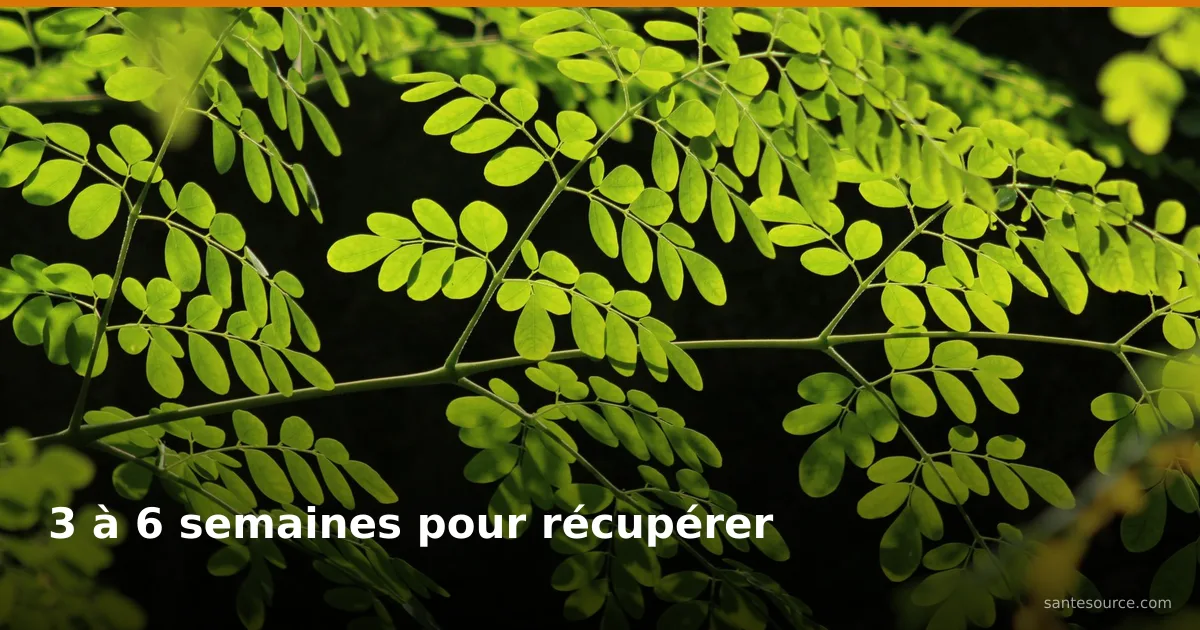 Feuilles de nébéday rétroéclairées, plante de convalescence riche en fer après un paludisme traité