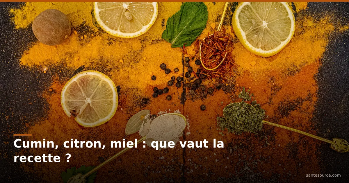 Épices moulues et rondelles de citron, ingrédients de la recette cumin citron miel pour maigrir