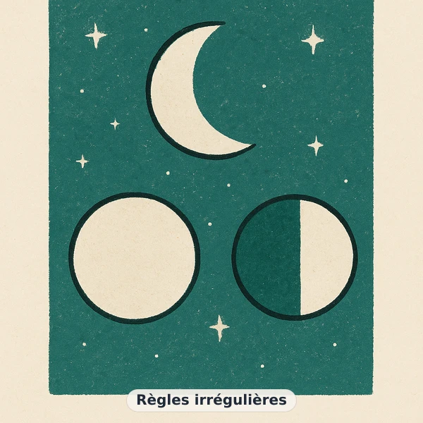 Illustration éditoriale du symptôme « Règles irrégulières » : métaphore visuelle apaisante évoquant un déséquilibre de santé féminine