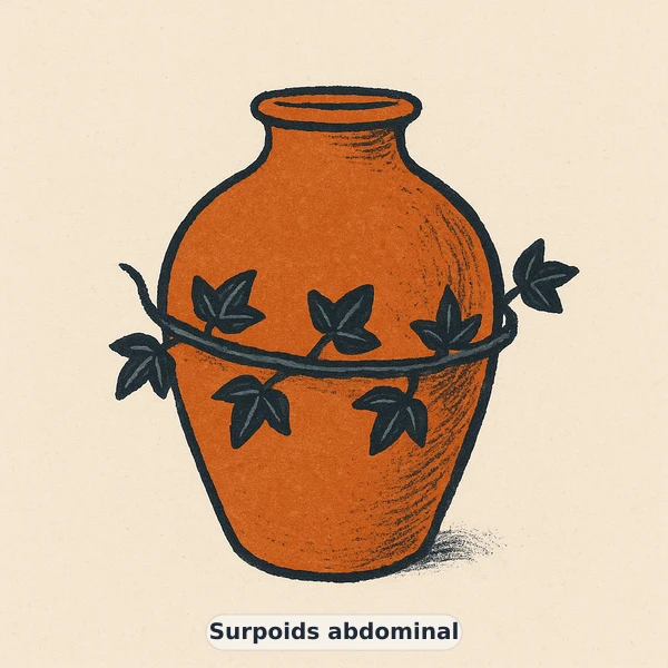 Illustration éditoriale du symptôme « Surpoids abdominal » : métaphore visuelle apaisante évoquant un déséquilibre de gestion du poids