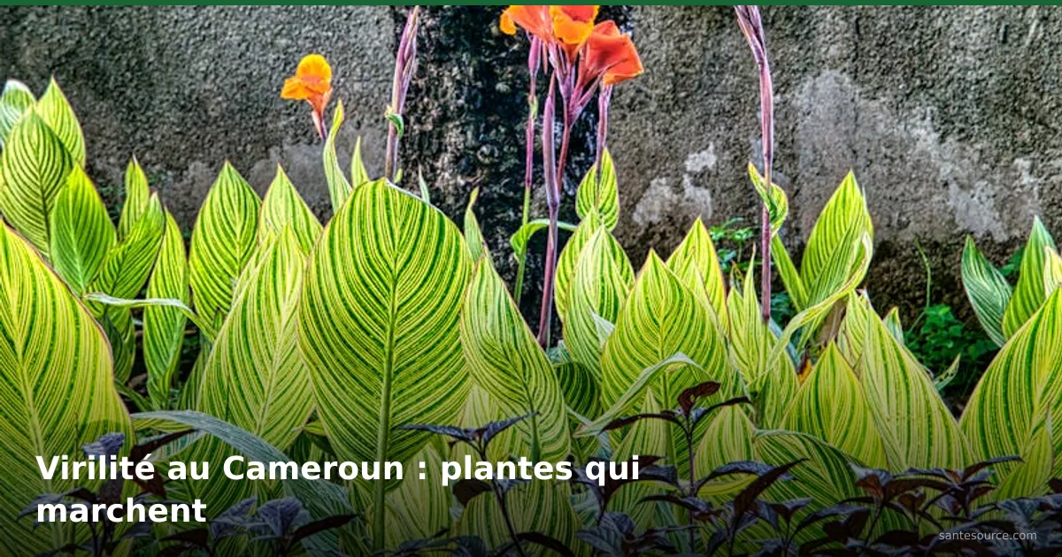 Plantes tropicales luxuriantes aux fleurs orangées du Cameroun, guide de la virilité naturelle masculine